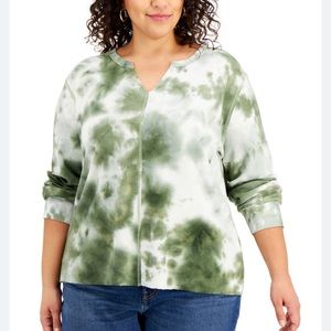 Rebellious One Women’s Tie-Dyed Waffle-Knit Top NWT 1X